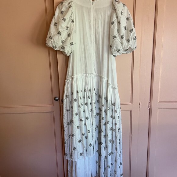 RHODE Lina Dress in White Cotton + Crystals SAMPLE - Picture 4 of 10